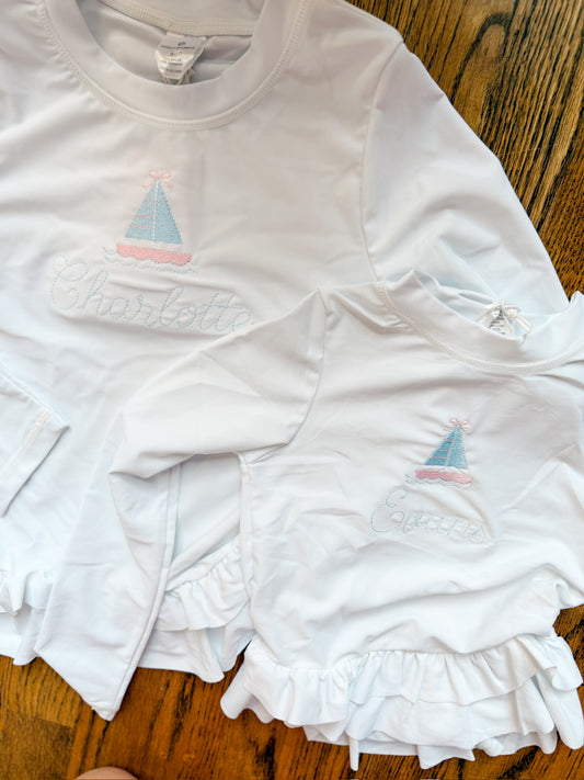 Summer sailboat with bow
