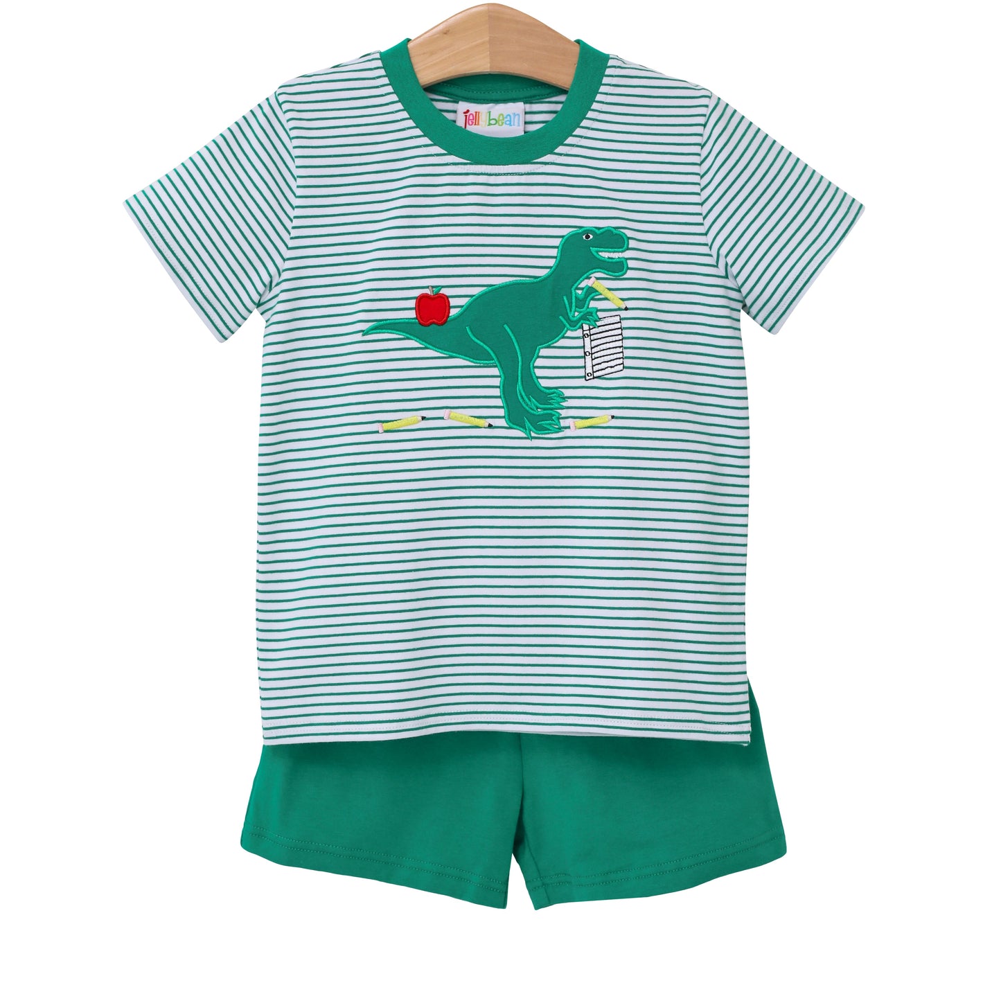 Back to school dino short set