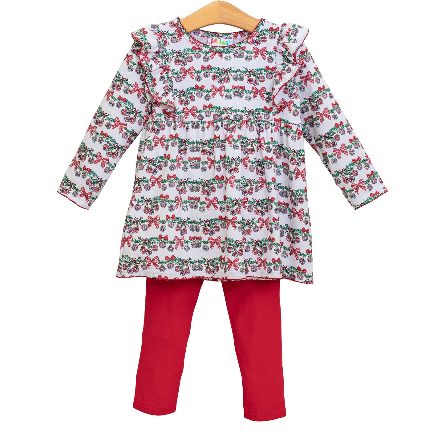 Bows and baubles christmas flutter pants set