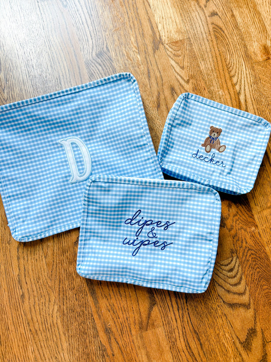 Blue gingham stacking set