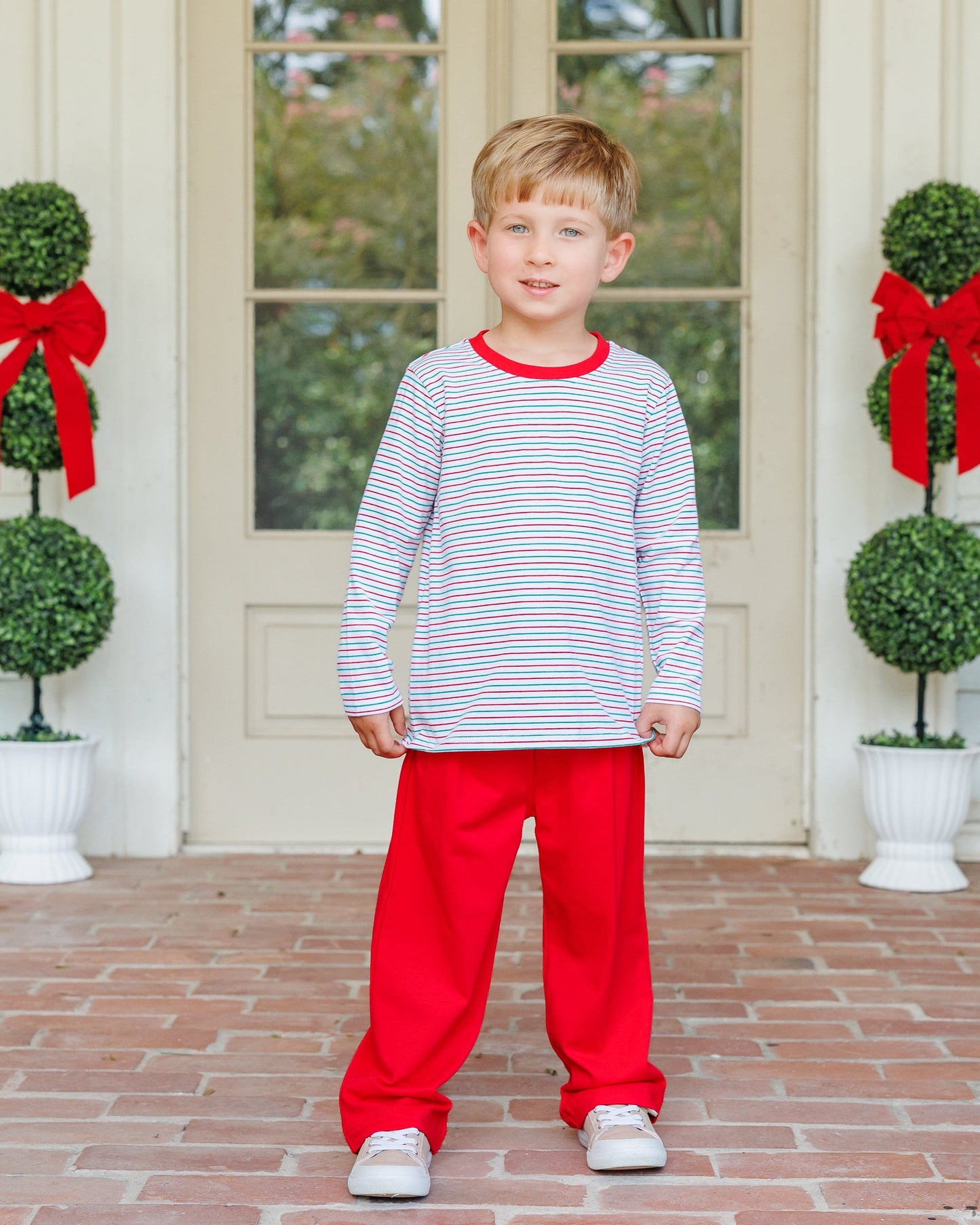 Christmas candy stripe Thomas pants set