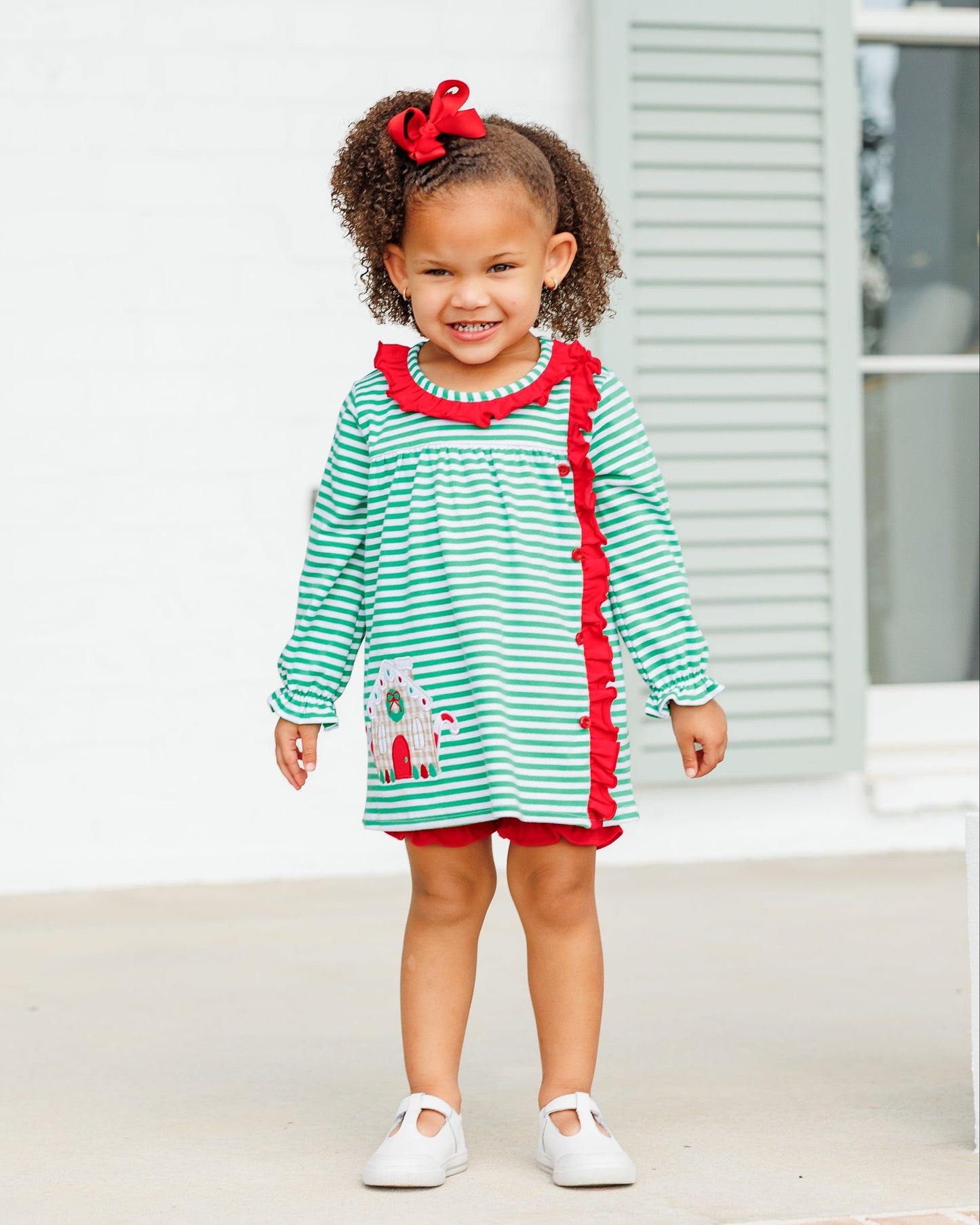 Christmas cottage ruffle bloomer set