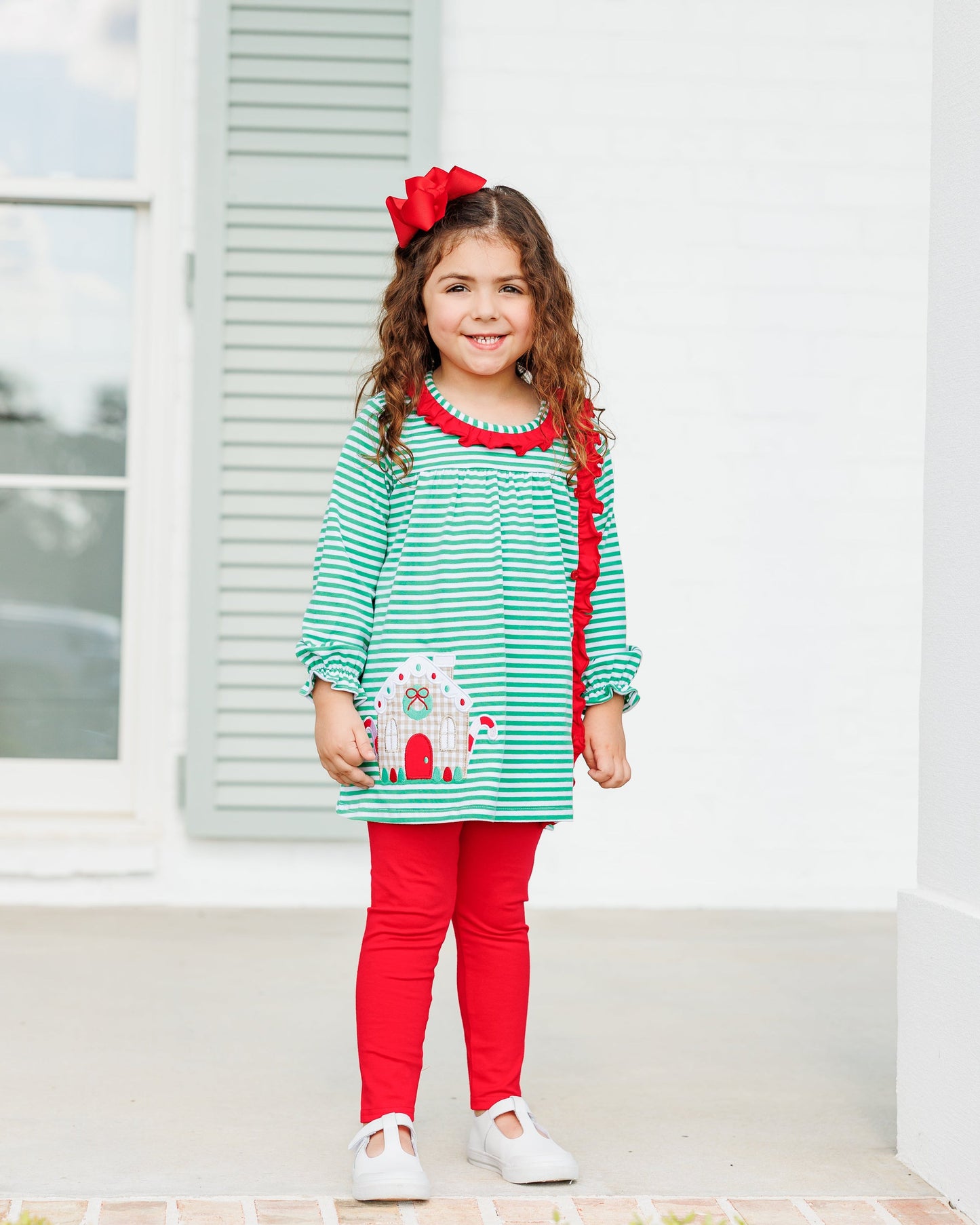 Christmas cottage ruffle pants set