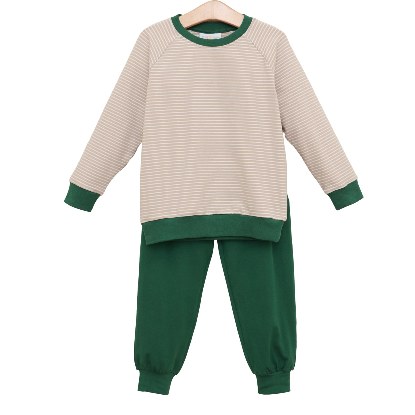 Connor jogger set-tan stripe/hunter green