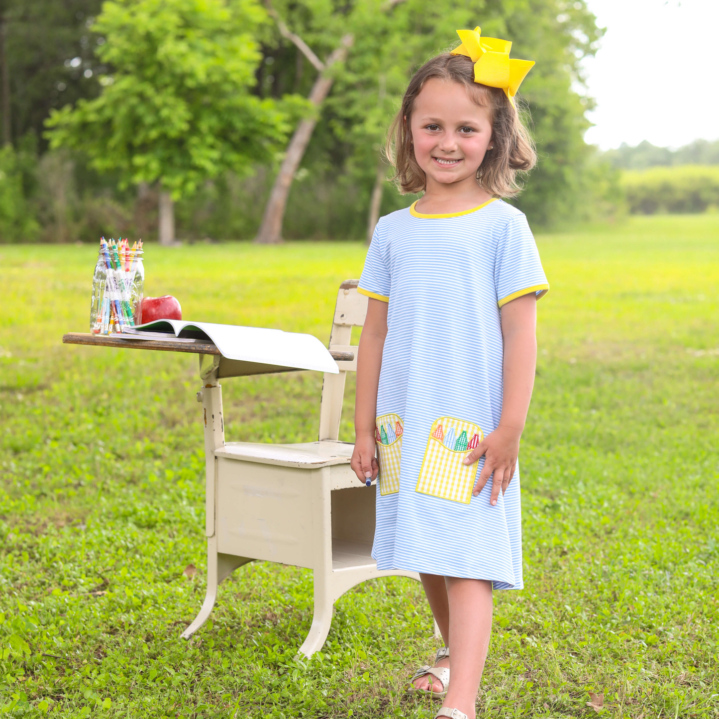 Crayon pocket applique dress