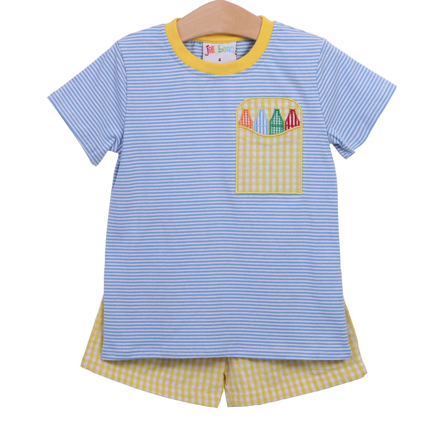 Crayon pocket applique short set
