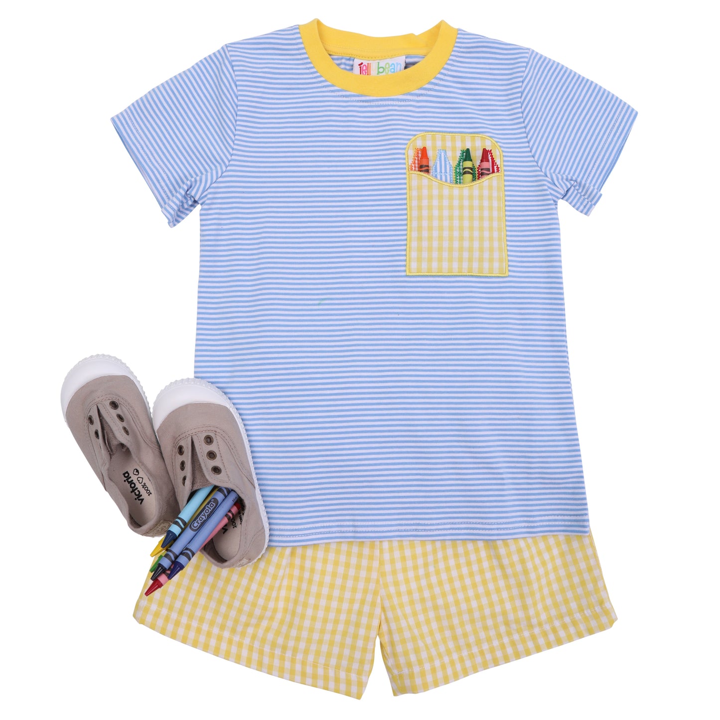 Crayon pocket applique short set