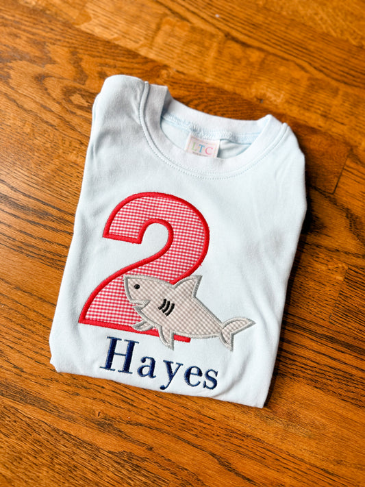 Shark applique birthday