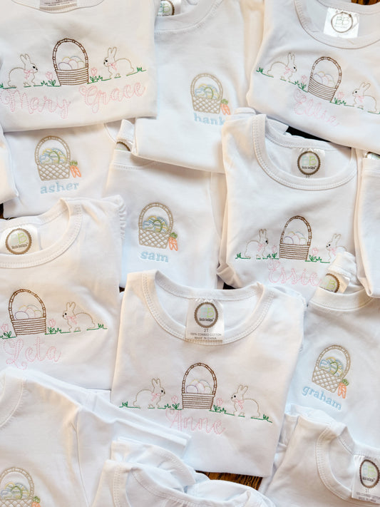 easter basket vintage stitch line