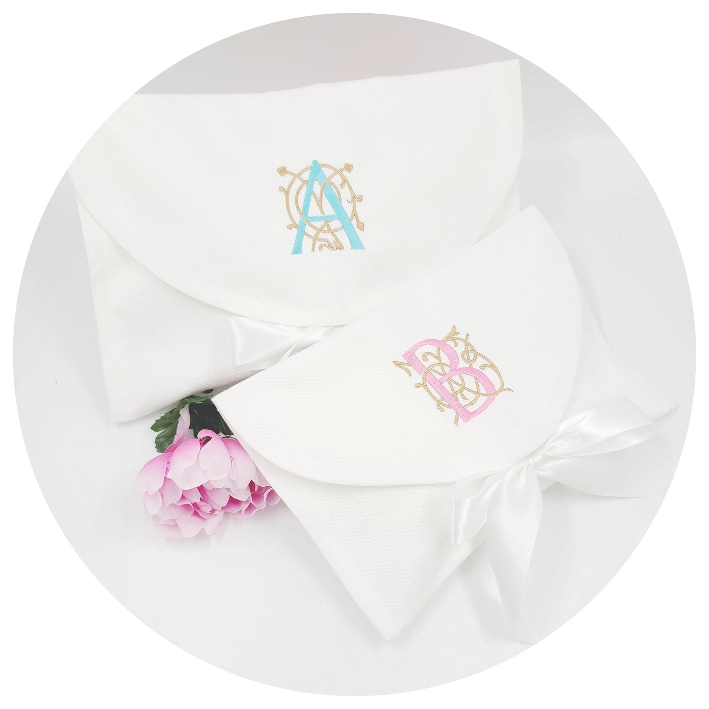 Cotton pique/white envelope bag (medium)