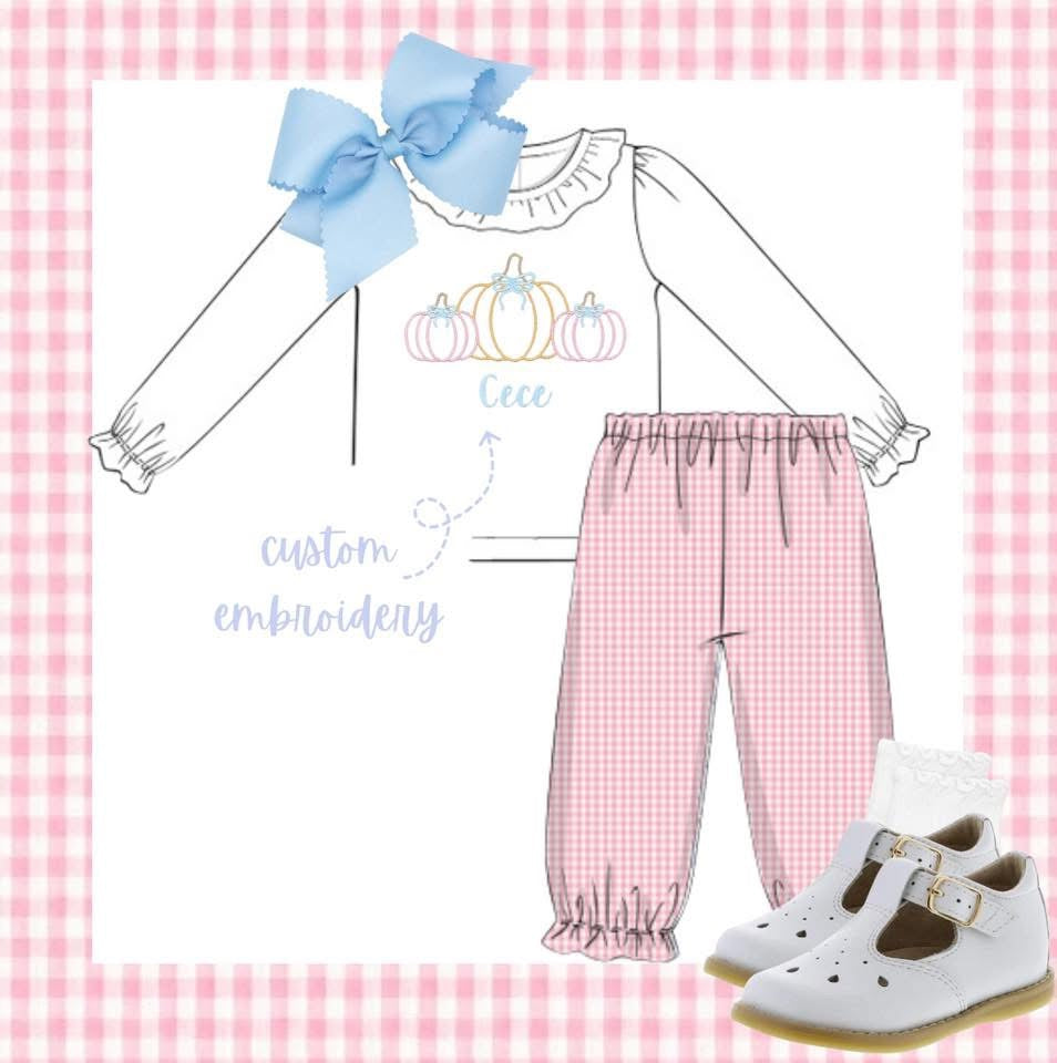 Girls pink gingham pant set