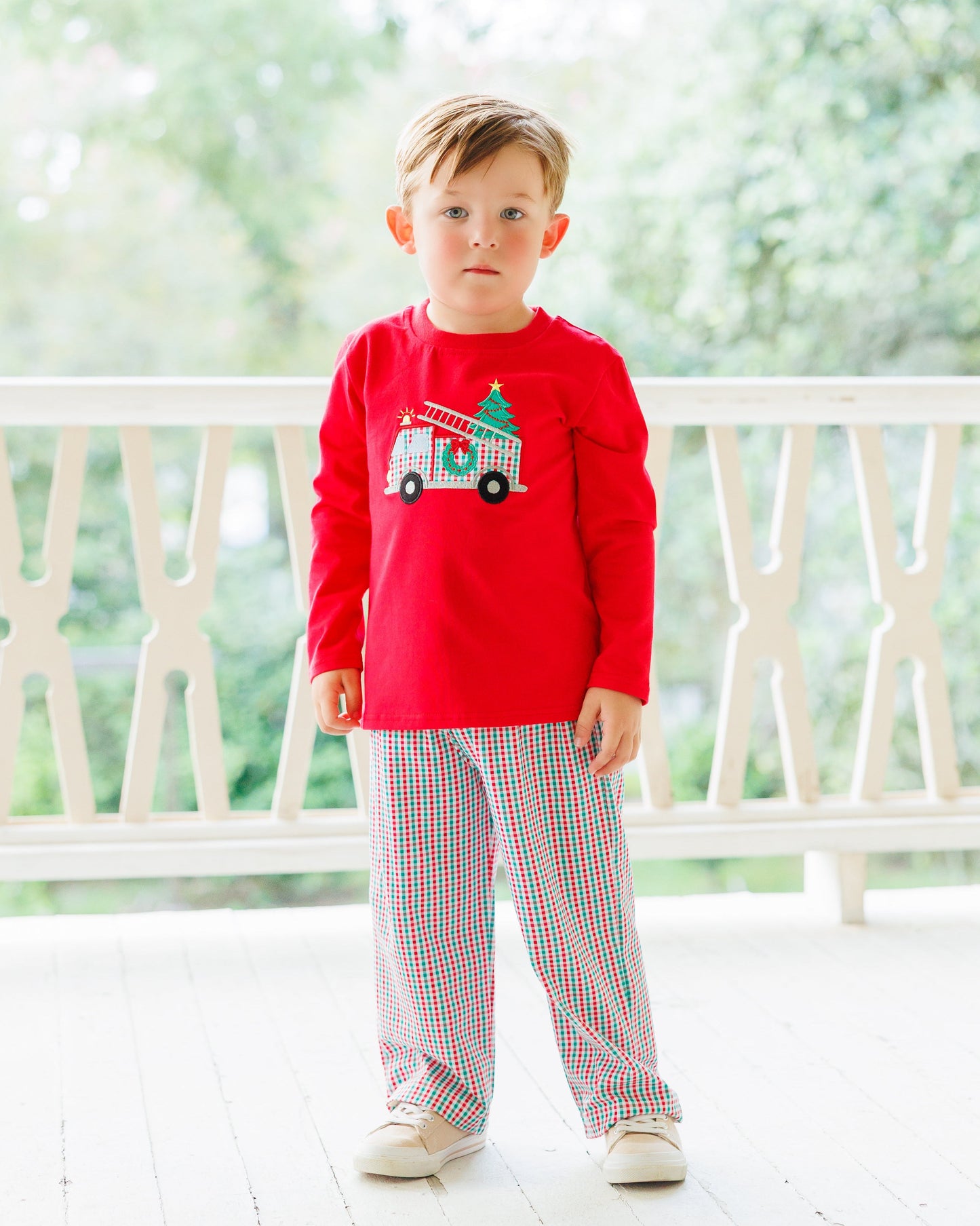 Festive firetruck pants set