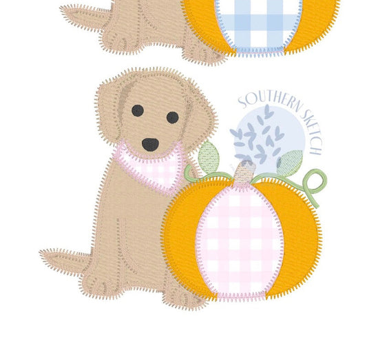 Mini appliqué pumpkin pup (girl)