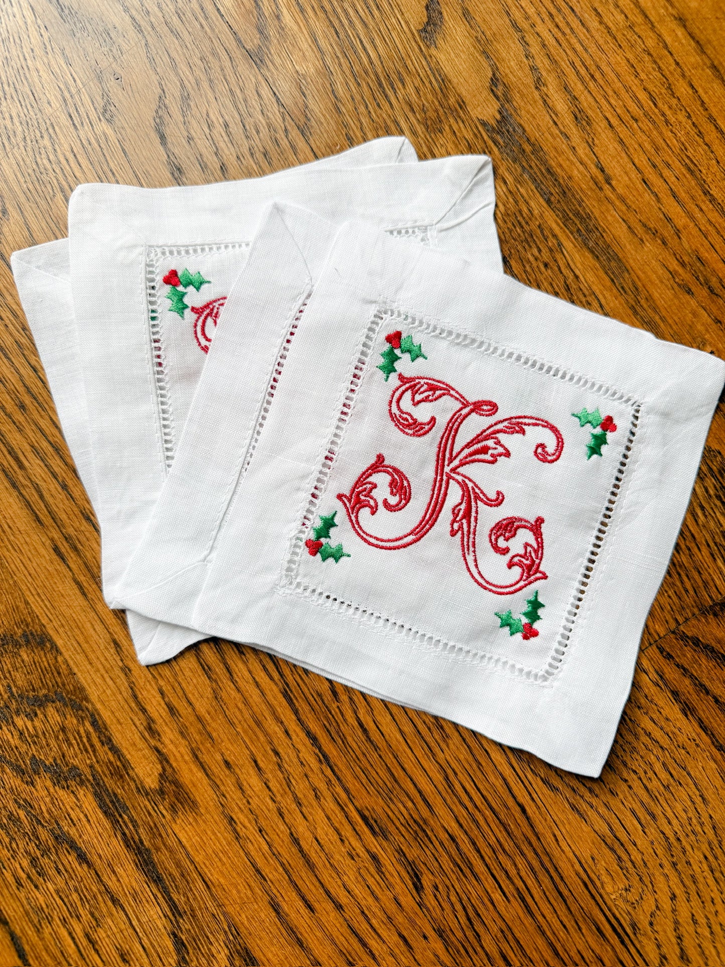 Holly linen cocktail napkins