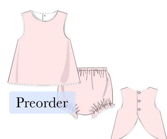 Pink with white ric rac diaper set