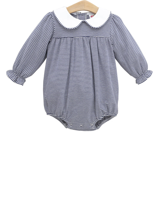 Jellybean navy stripe collared bubble