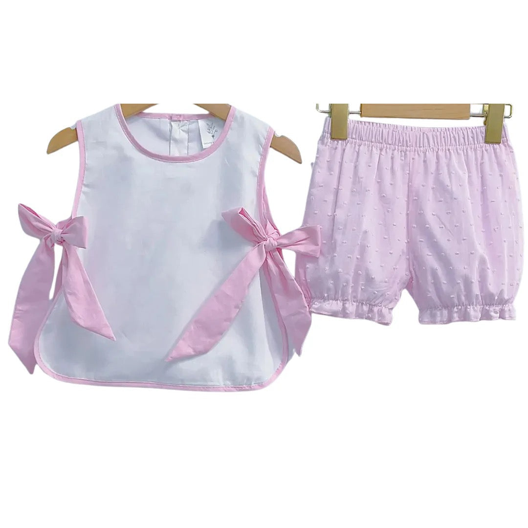 HJ pink and white apron set