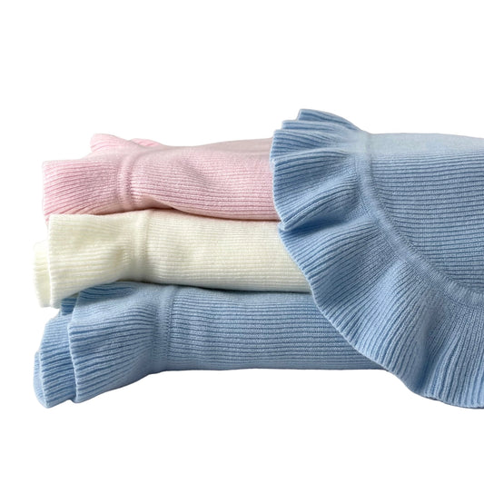 Jersey knit ruffle blanket