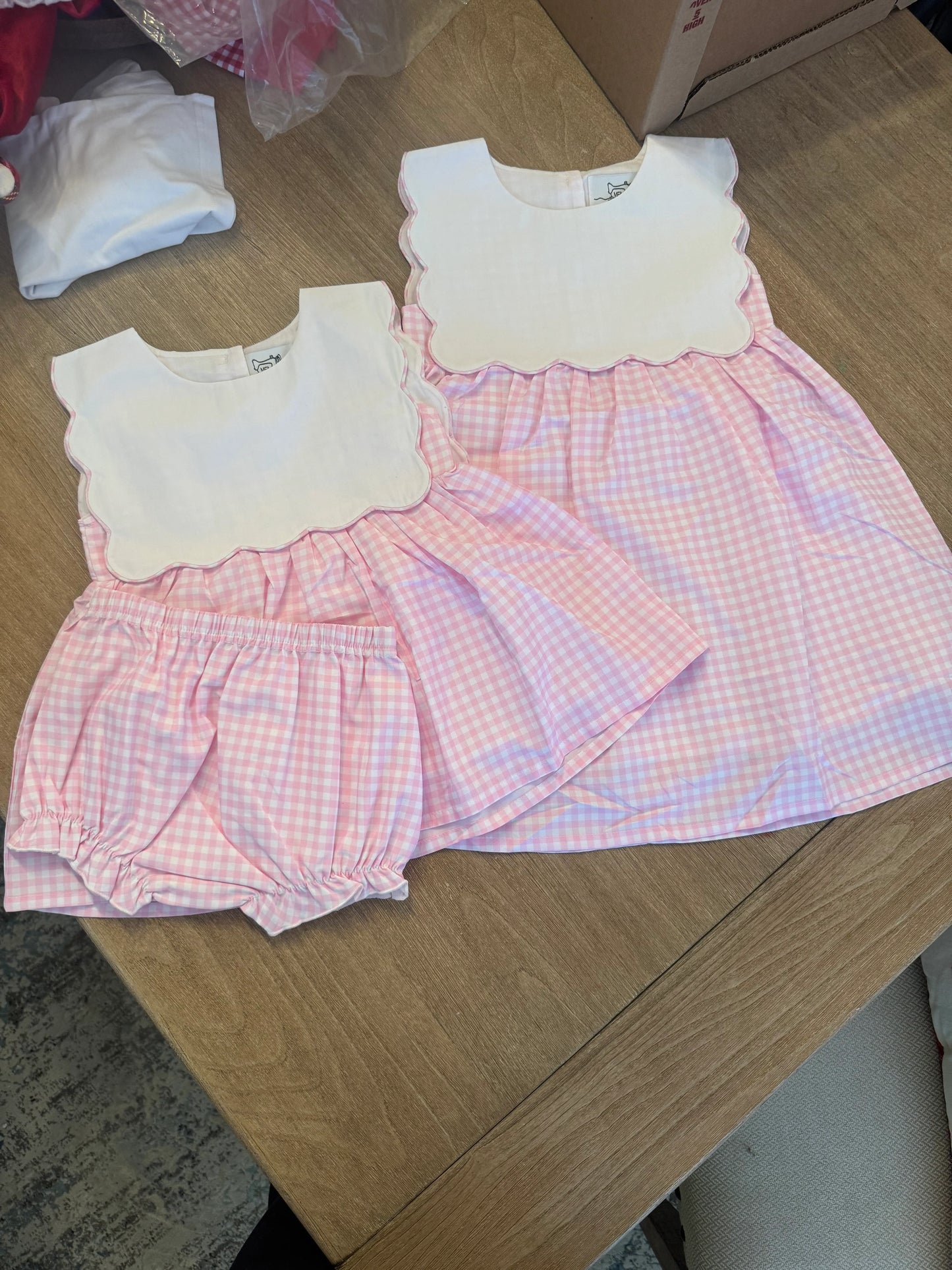 girls pink gingham dress