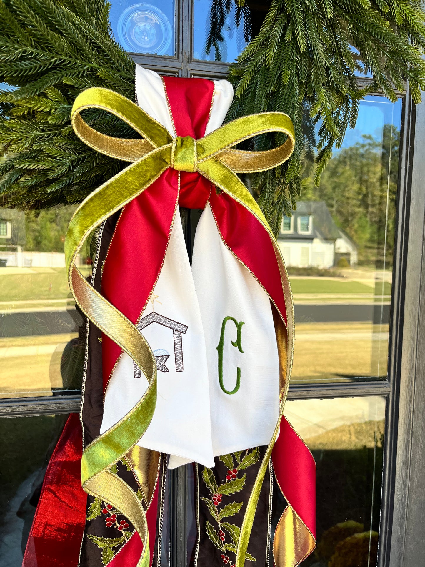 CHRISTMAS WREATH SASH + Ribbon/BOW BUNDLE