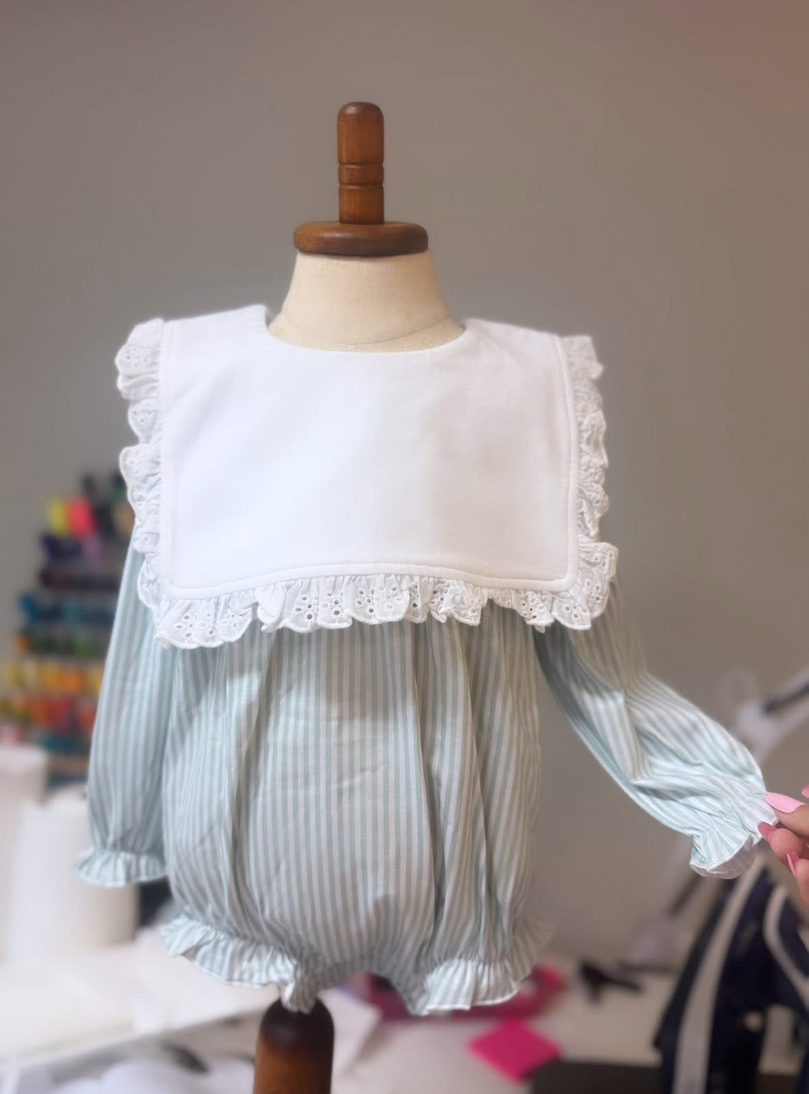 Sage stripe knit bubble