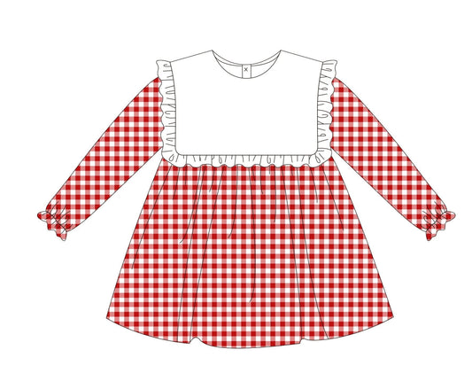 Red knit gingham dress
