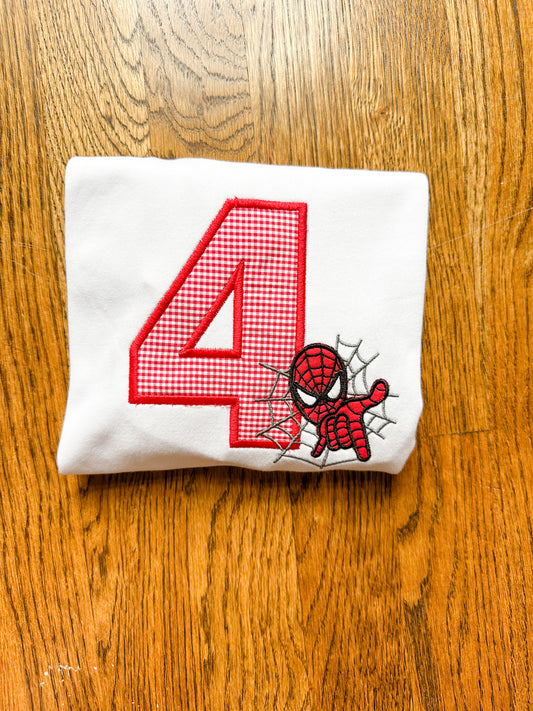 Spider Super Hero Number Birthday Shirt