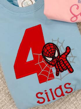 Spider boy appliqué birthday