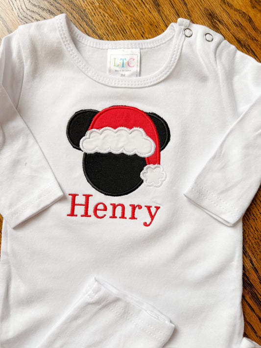 Santa hat mouse applique