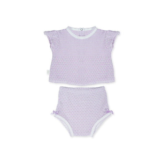 PATY KNIT FLUTTER SLEEVE DIAPER SET WITH BOWS