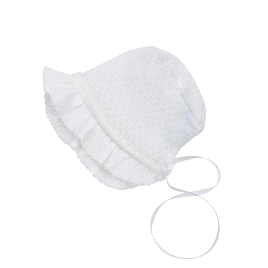 PATY KNIT BONNET WITH CHIFFON TRIM