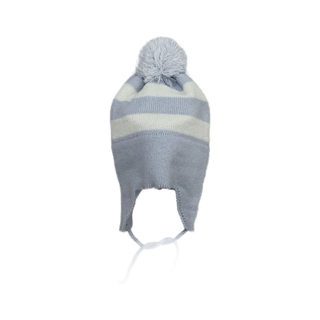Blue stripe ear flap hat