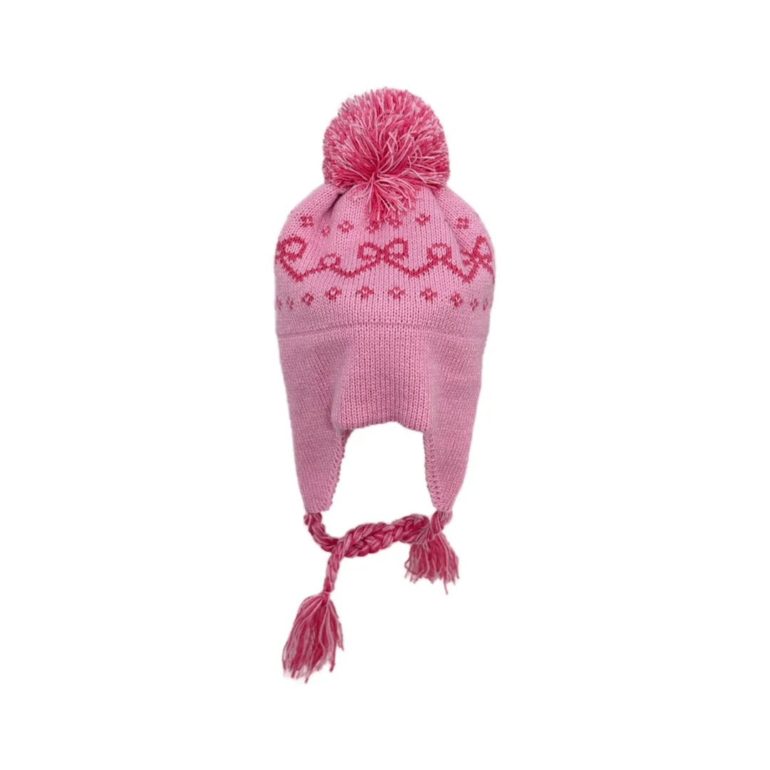 Pink bows ear flap hat