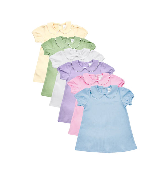Dress-scalloped collared short sleeve