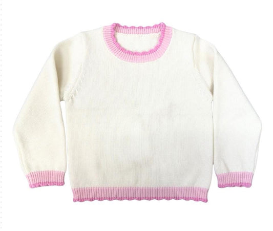 Pink and cream scallop sweater