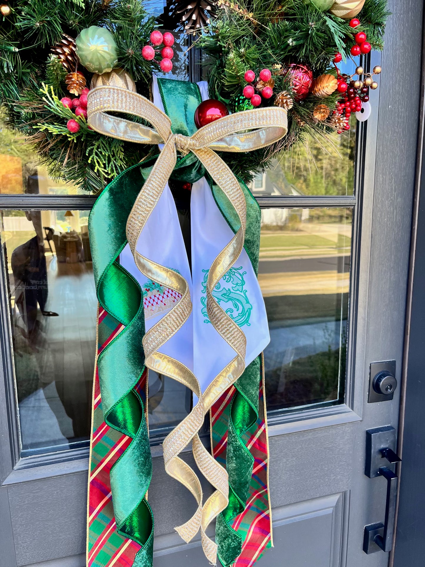 CHRISTMAS WREATH SASH + Ribbon/BOW BUNDLE