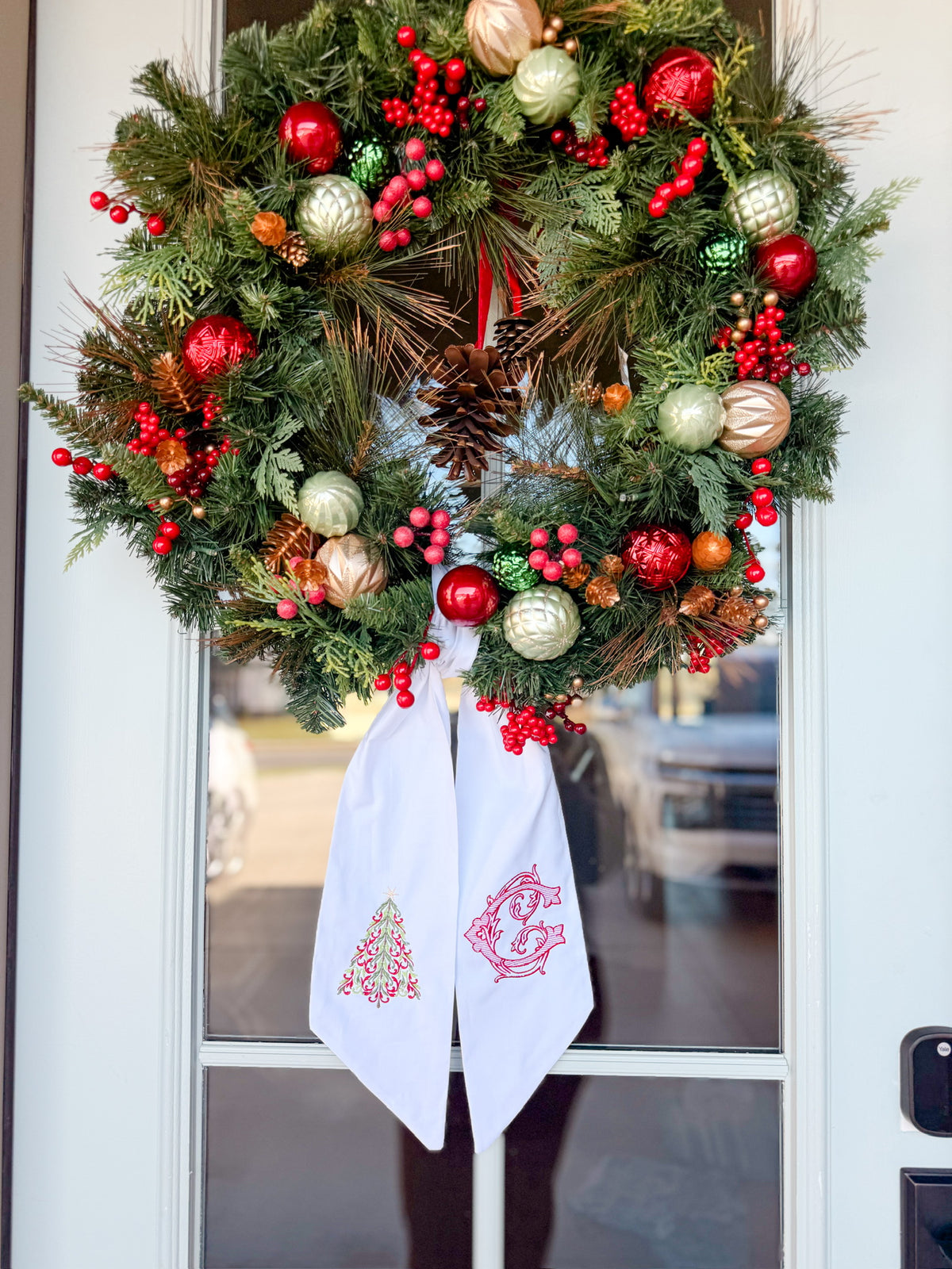Christmas wreath sash