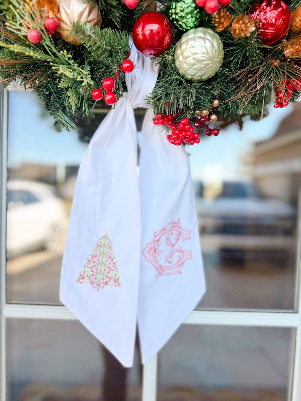 Christmas wreath sash