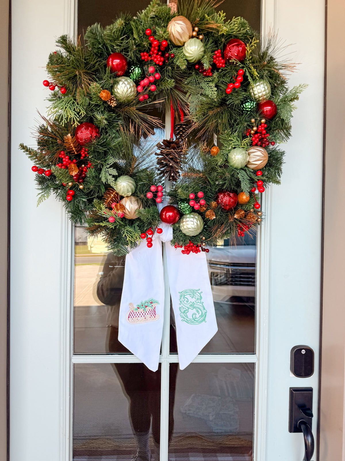 Christmas wreath sash