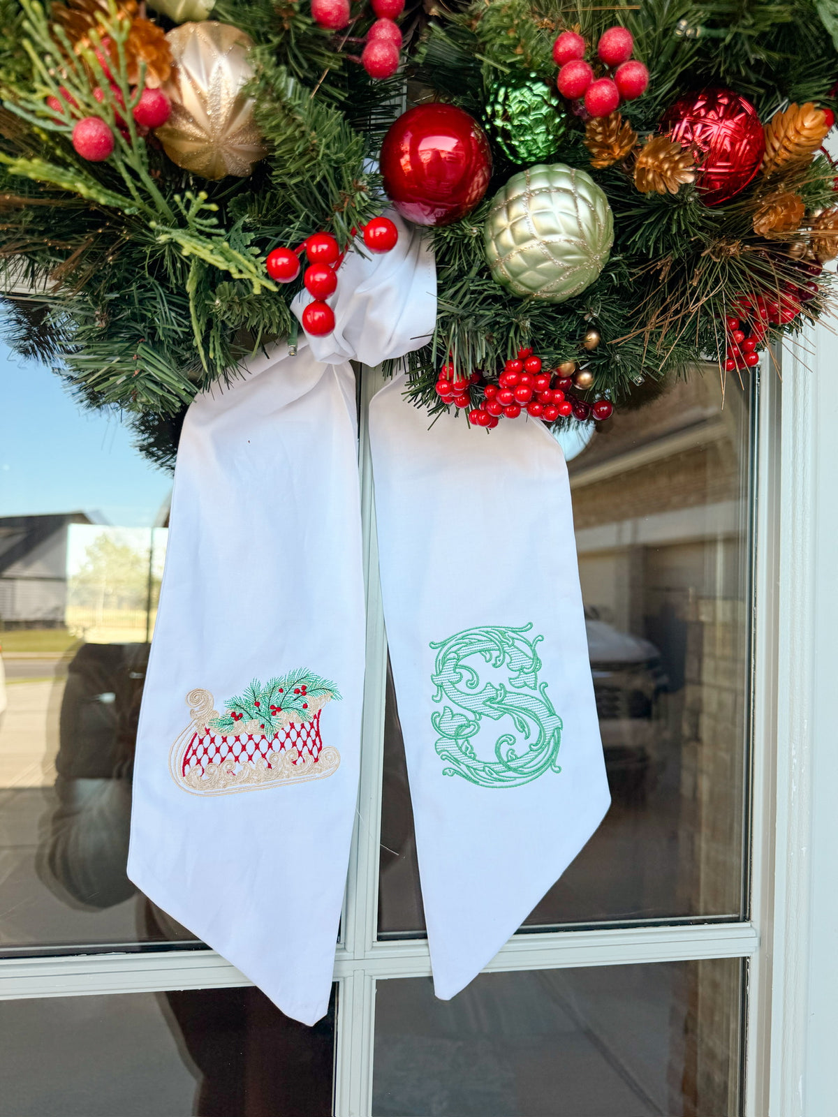 Christmas wreath sash