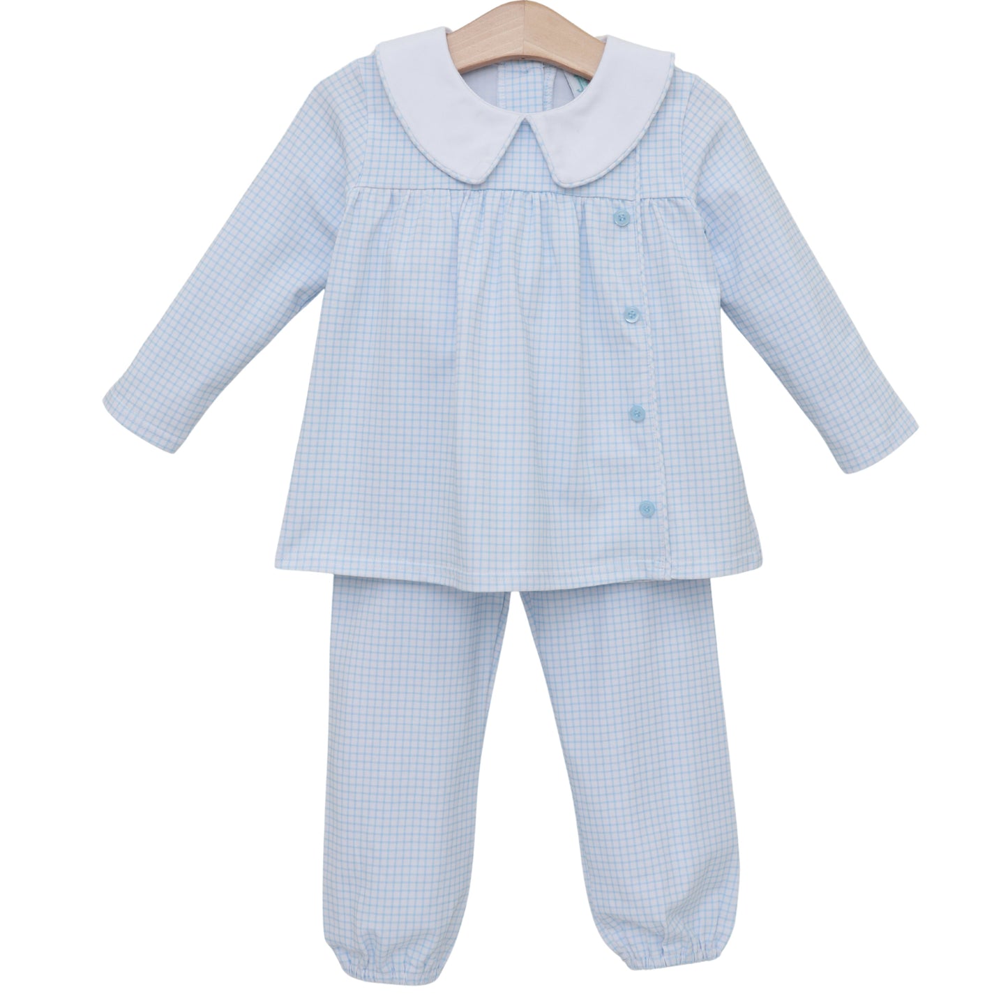 Liam bloomer pant set- light blue windowpane