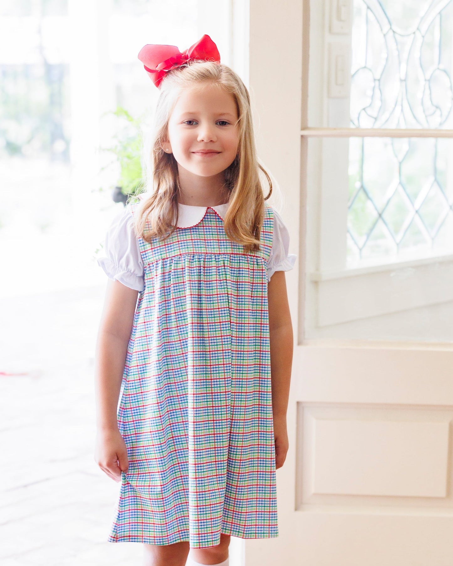 Primary plaid jumper set