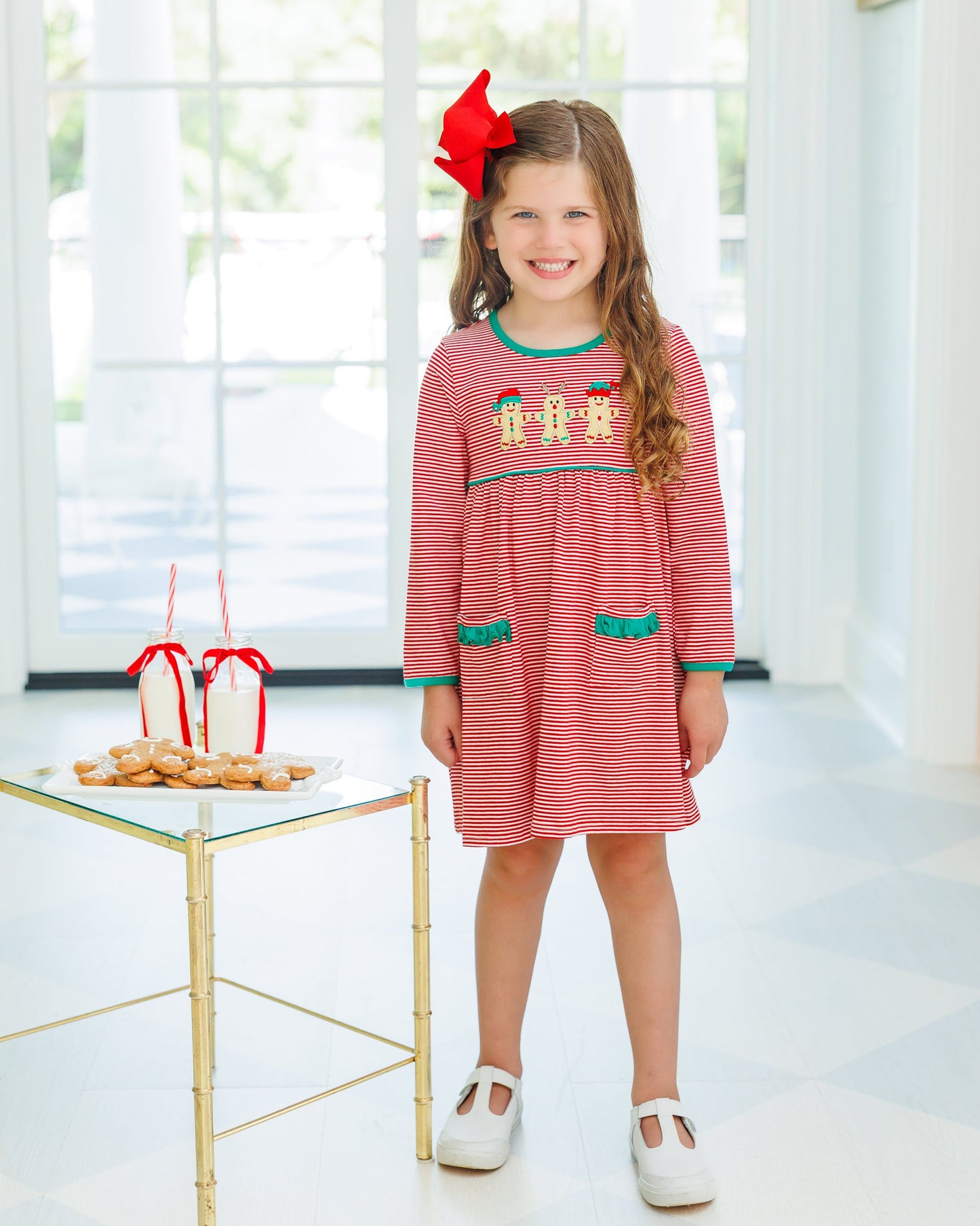 santa's sweet helpers ruffle pocket dress