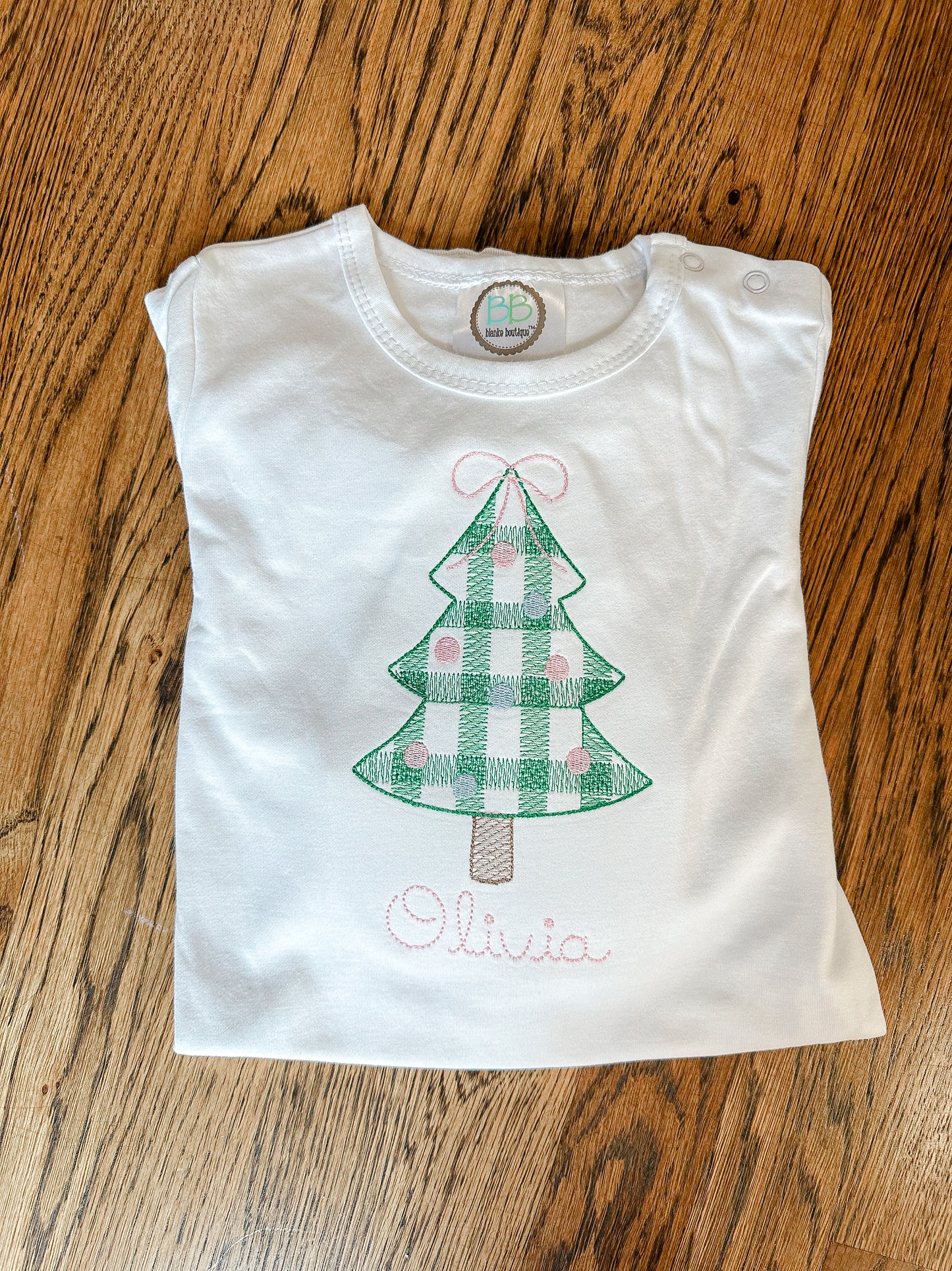 Gingham Christmas Tree with Bow