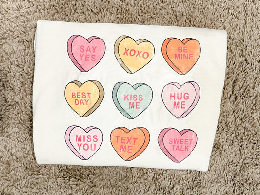 Adult Conversation Hearts Heat Press