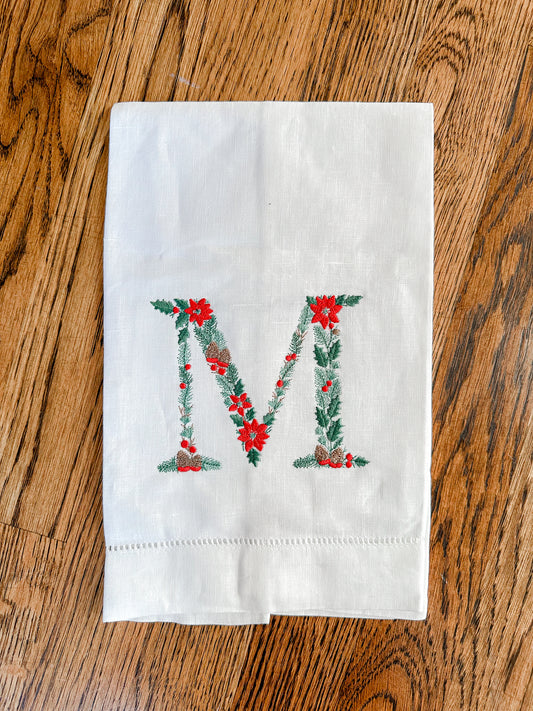 Monogrammed Letter Christmas Towel